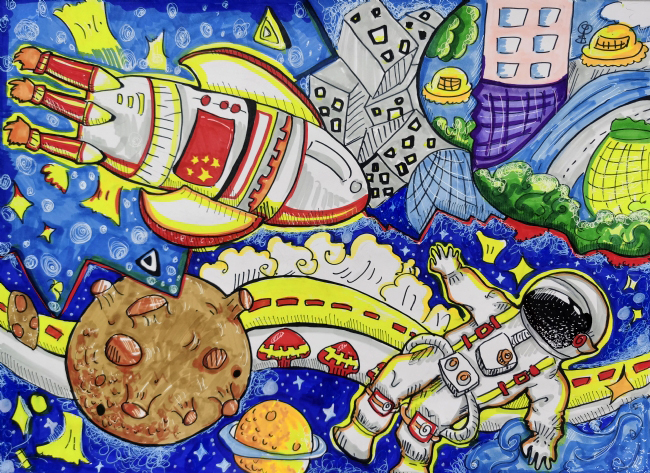 《仰望星空》,上海市私想加创空间艺术画室,高佳璐 《仰望星空》,上海市私想加创空间艺术画室,高佳璐
