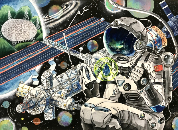 《太空智能水源探测站》,广东顺德萤火虫美术创艺苑,刘嘉皓 《太空智能水源探测站》,广东顺德萤火虫美术创艺苑,刘嘉皓