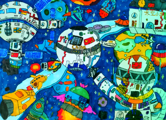 作品《卫星时代》,河北省保定泽龙小学,邢铭航 作品《卫星时代》,河北省保定泽龙小学,邢铭航