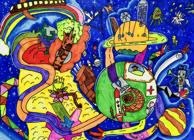 《宇宙的奥秘》,上海市私想加创空间艺术画室,胡思琦 《宇宙的奥秘》,上海市私想加创空间艺术画室,胡思琦