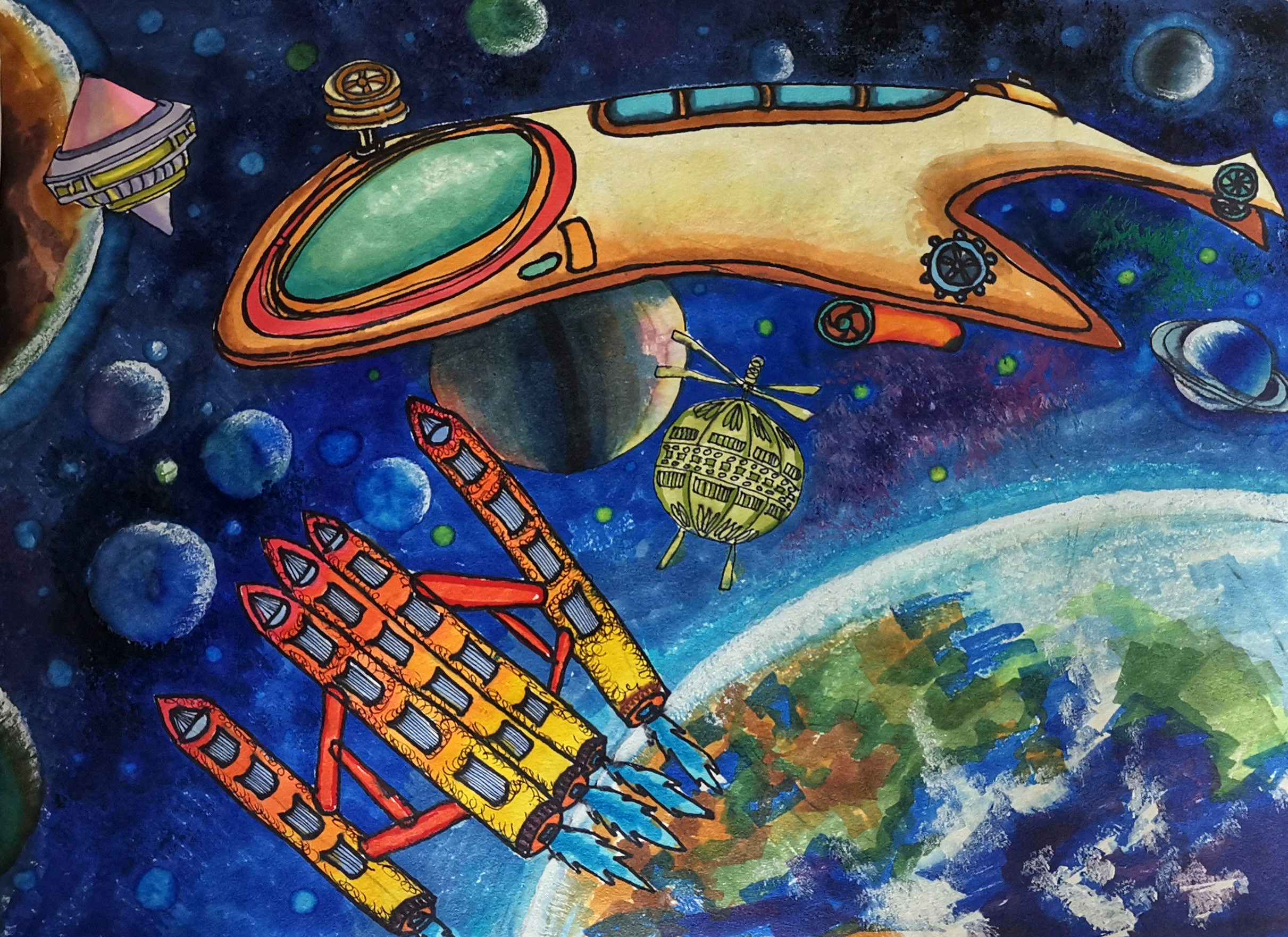 《可变翼航天飞机》,济南果壳文化小雨点画室, 胡泽玥 《可变翼航天飞机》,济南果壳文化小雨点画室, 胡泽玥