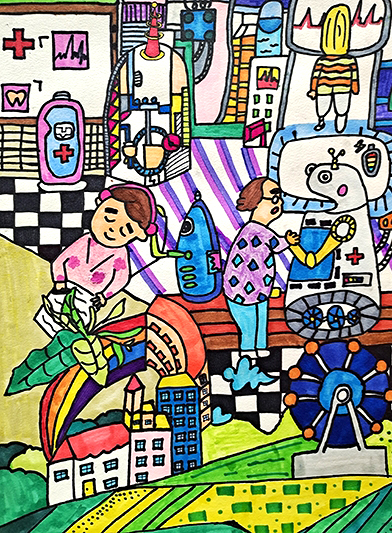 绘画作品,未来医疗站 绘画作品,未来医疗站