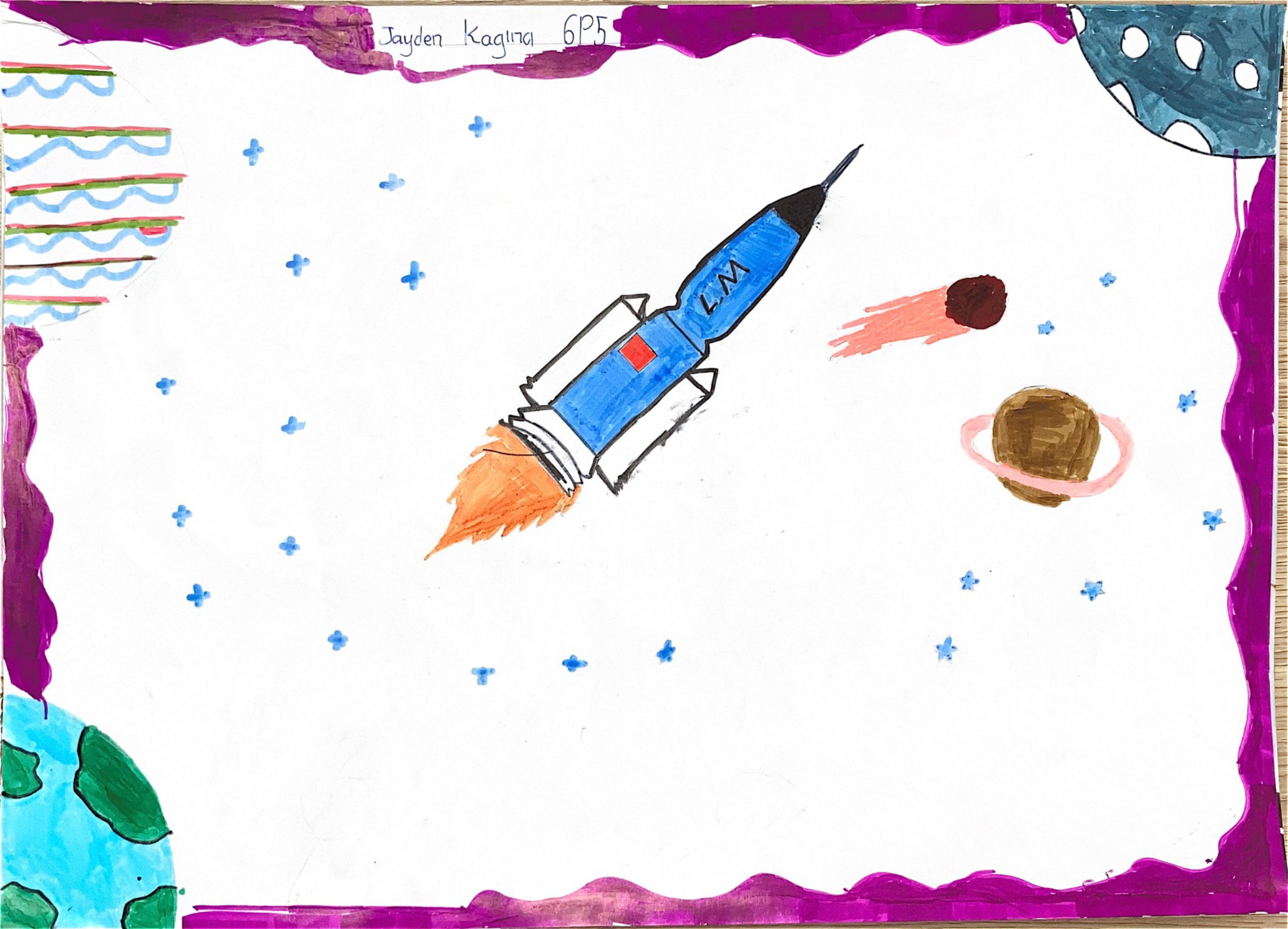 航天日绘画作品《“神舟”与星辰》,肯尼亚杰登·卡吉那(jayden kagina) 航天日绘画作品《“神舟”与星辰》,肯尼亚杰登·卡吉那(jayden kagina)
