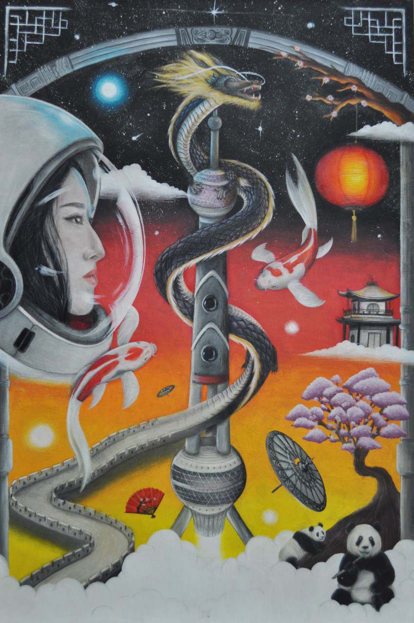 航天日绘画作品《龙行太空》,土耳其亚伦·巴尔基 航天日绘画作品《龙行太空》,土耳其亚伦·巴尔基