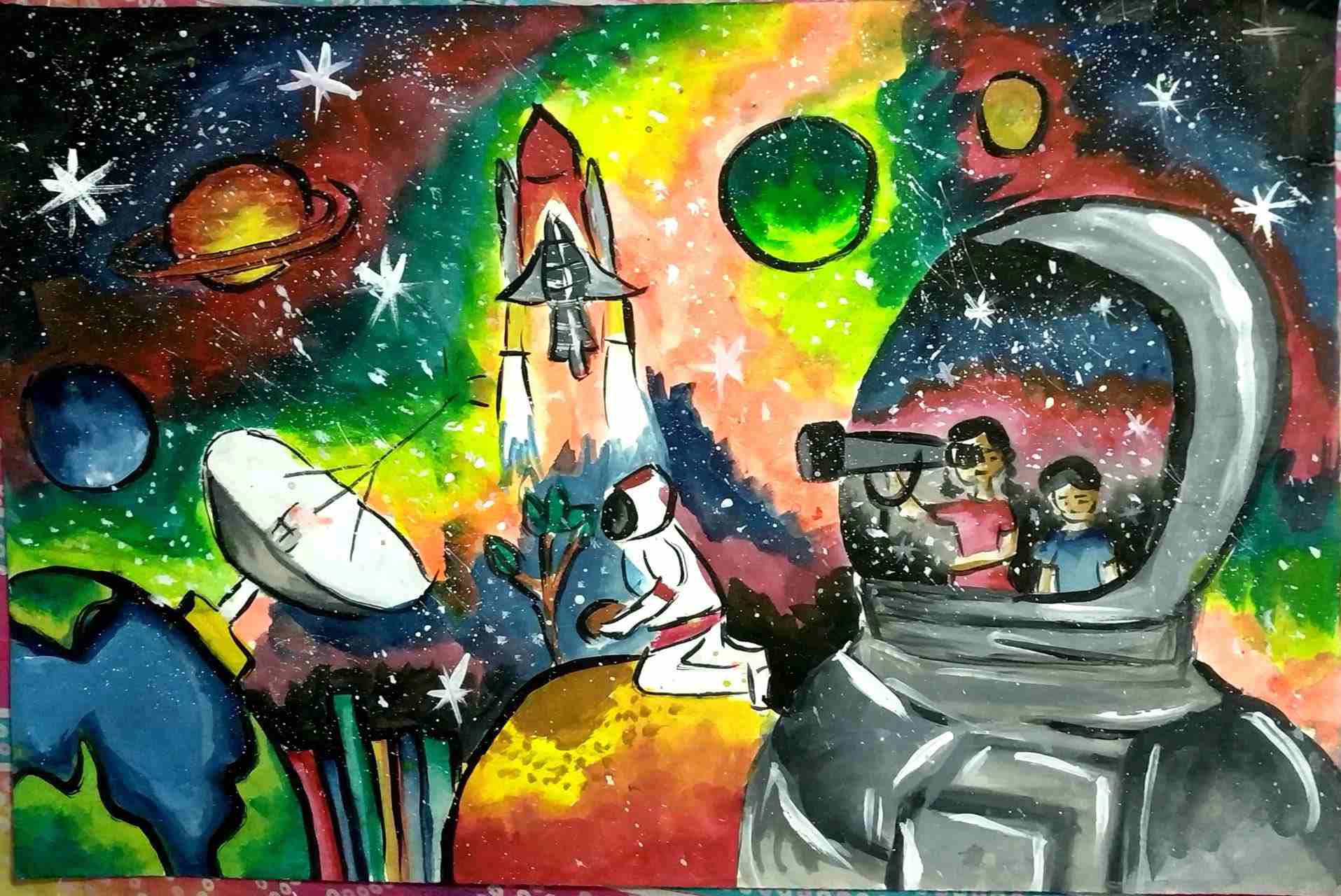 航天日绘画作品《太空车》,孟加拉国mehzabin kamal maisa