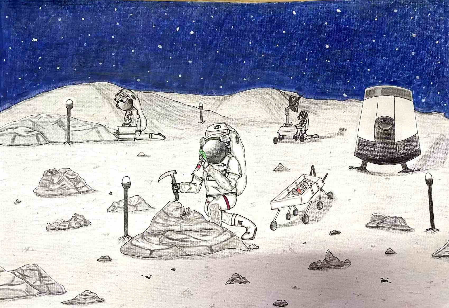航天日绘画作品《秘境》,老挝提通迪·塔奴萨 航天日绘画作品《秘境》,老挝提通迪·塔奴萨