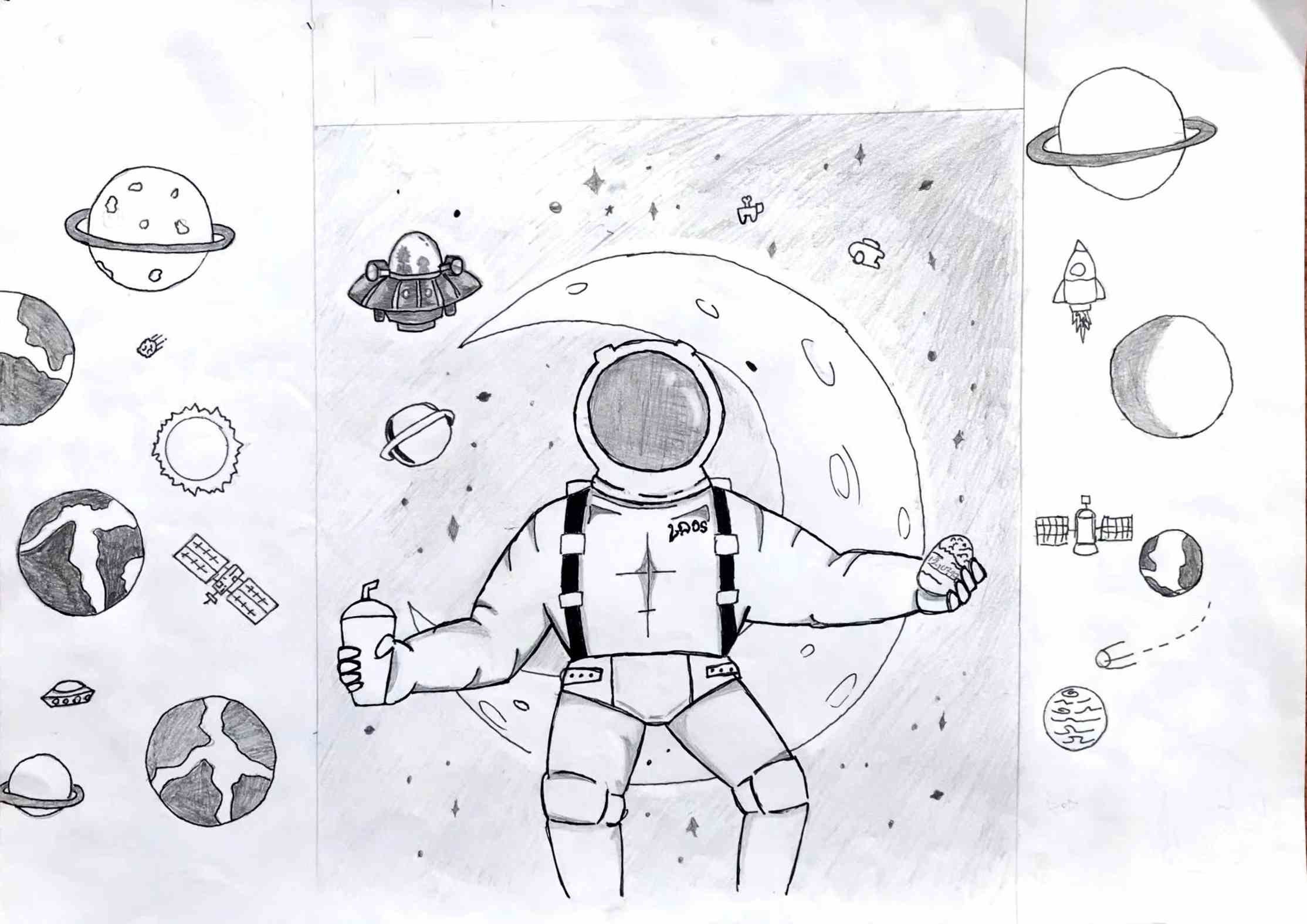航天日绘画作品《我的太空生活》,老挝蒲维涵·段帕素 航天日绘画作品《我的太空生活》,老挝蒲维涵·段帕素
